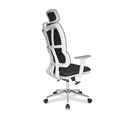 Jumbo Yarım Derili ve Fileli Beyaz Gövdeli Çalışma Koltuk